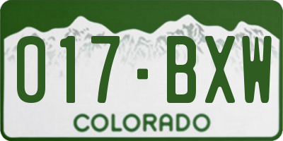 CO license plate 017BXW