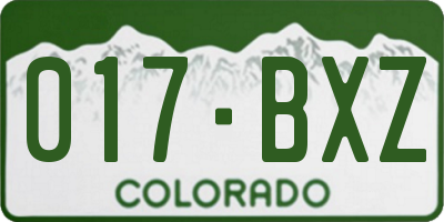 CO license plate 017BXZ