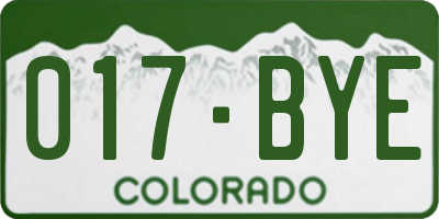 CO license plate 017BYE