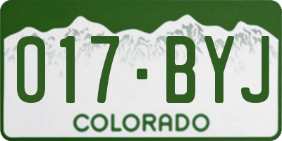 CO license plate 017BYJ