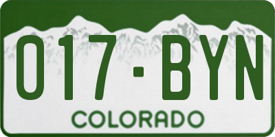 CO license plate 017BYN