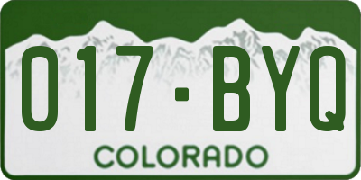 CO license plate 017BYQ