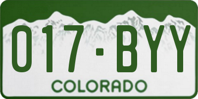 CO license plate 017BYY