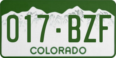 CO license plate 017BZF