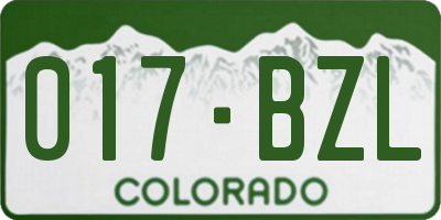 CO license plate 017BZL