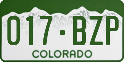 CO license plate 017BZP
