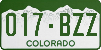 CO license plate 017BZZ