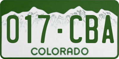 CO license plate 017CBA