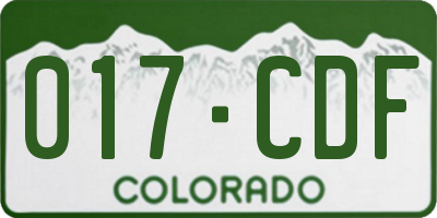 CO license plate 017CDF