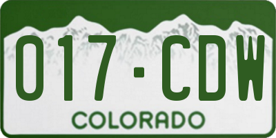 CO license plate 017CDW