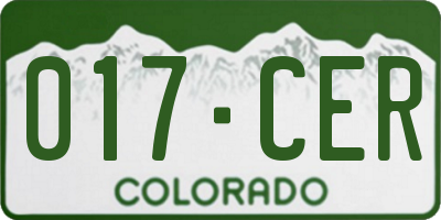 CO license plate 017CER