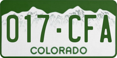 CO license plate 017CFA