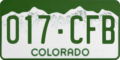 CO license plate 017CFB