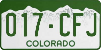 CO license plate 017CFJ