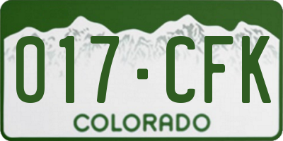 CO license plate 017CFK