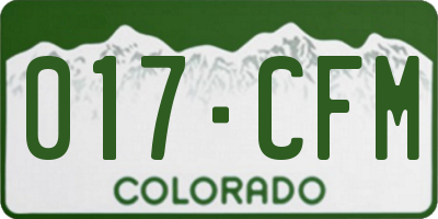 CO license plate 017CFM