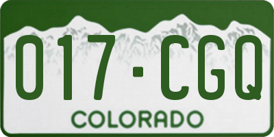 CO license plate 017CGQ