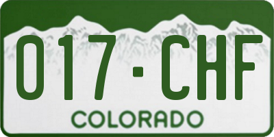 CO license plate 017CHF