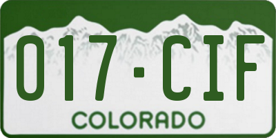 CO license plate 017CIF