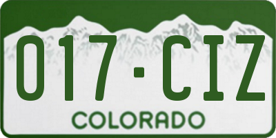 CO license plate 017CIZ
