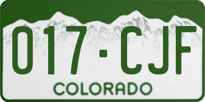 CO license plate 017CJF