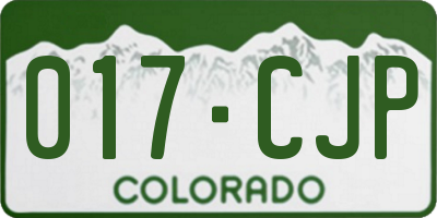 CO license plate 017CJP