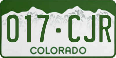 CO license plate 017CJR
