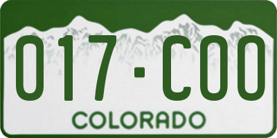 CO license plate 017COO