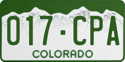CO license plate 017CPA