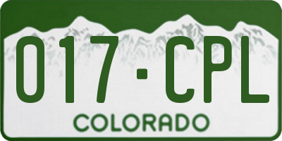 CO license plate 017CPL