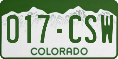CO license plate 017CSW