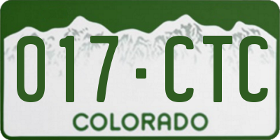 CO license plate 017CTC