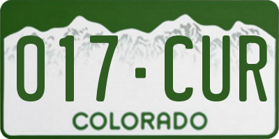 CO license plate 017CUR