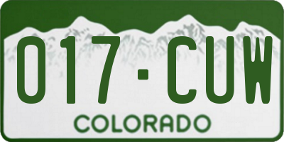 CO license plate 017CUW