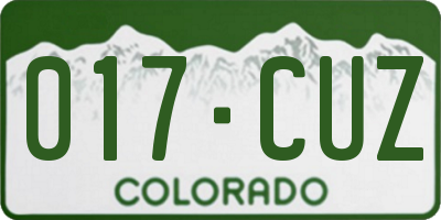 CO license plate 017CUZ