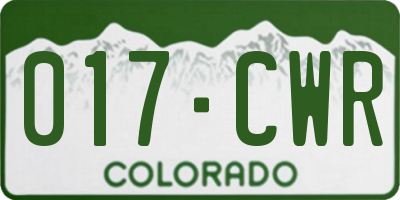 CO license plate 017CWR