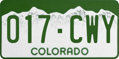 CO license plate 017CWY
