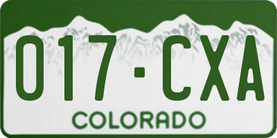 CO license plate 017CXA