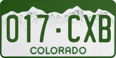 CO license plate 017CXB
