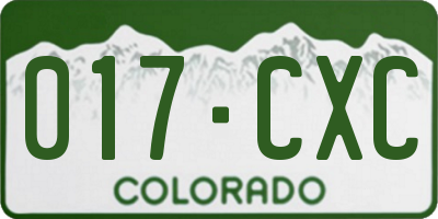 CO license plate 017CXC