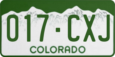 CO license plate 017CXJ
