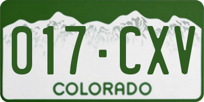 CO license plate 017CXV