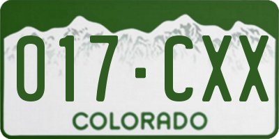 CO license plate 017CXX
