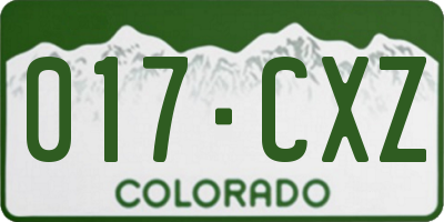 CO license plate 017CXZ