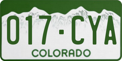 CO license plate 017CYA