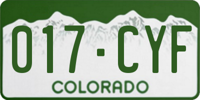 CO license plate 017CYF