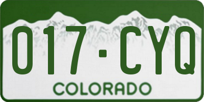 CO license plate 017CYQ