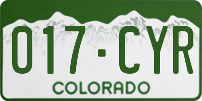 CO license plate 017CYR