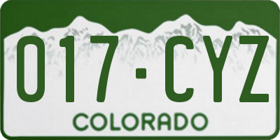 CO license plate 017CYZ