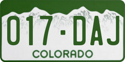 CO license plate 017DAJ